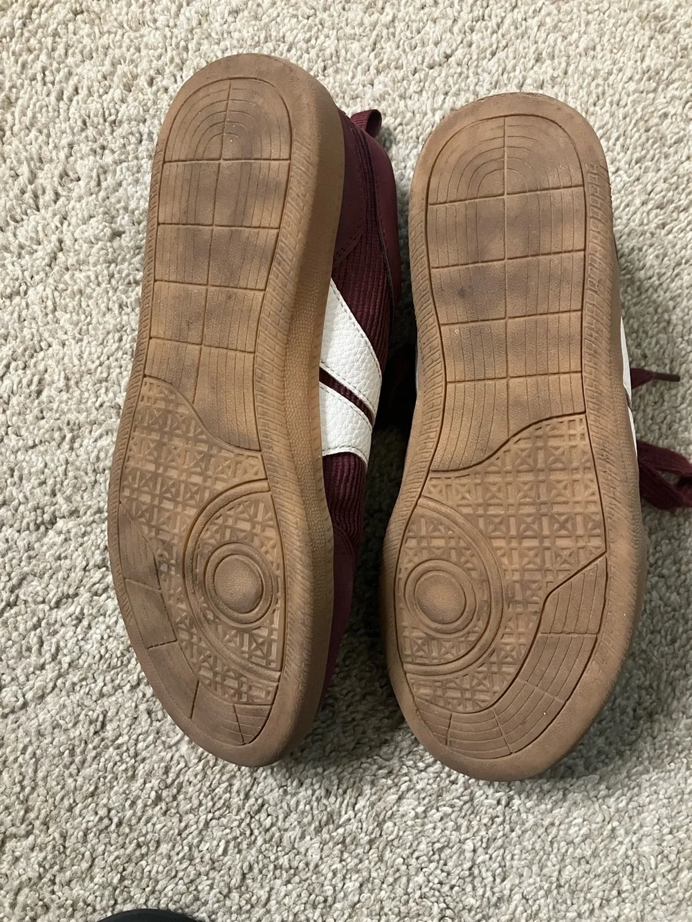 GAP Kids Burgundy Sneakers with White Stripes and Gum Sole